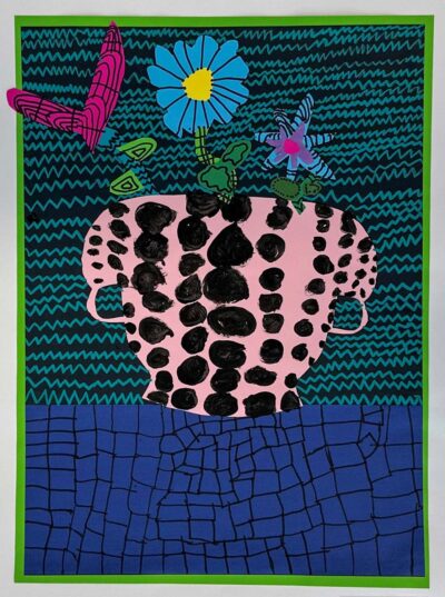 Mixed media on paper by Emelia El-Halabi, Year 3, Lowther Hall Anglican Grammar School Student artwork of an abstract still life