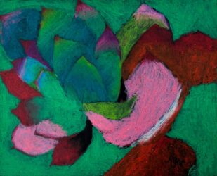 Oil pastel on paper, by Ryan Ng, Year 4, St Andrew’s Christian College Student artwork of a colourful succulent