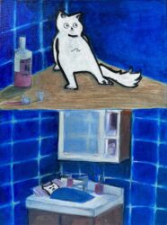 Oil on canvas by Valerie Ko, Year 10, Camberwell Girls Grammar School Student artwork inspired by the cat memes
