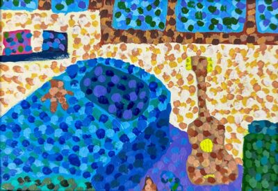 Acrylic on paper by Jackson Norman, Year 8, Camberwell Grammar School Student artwork of an abstract interior