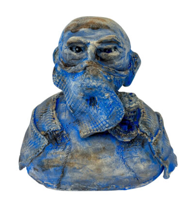 Glazed earthenware by Nicholas Malliaras, Year 8, Camberwell Grammar School Student artwork of a sculpture with mask