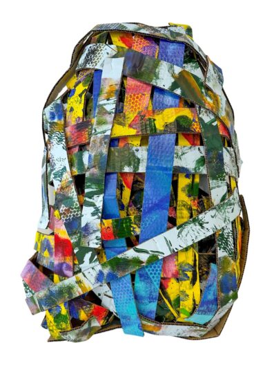 Printed cardboard strips and staples by Josh Kwan, Year 7, Camberwell Grammar School 3D woven student artwork