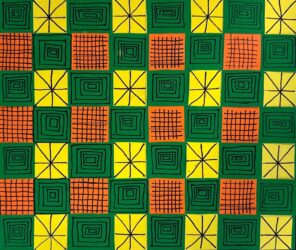 Coloured paper strips by Fineas Koukoulas-Evans, Year 6, Maharishi School Student artwork of woven paper and patterns