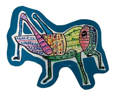 Ink on paper by Piper Camille Valant-Riddy, Year 1, Penleigh and Essendon Grammar School Student artwork of a patterned grasshopper