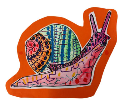 Ink on paper by Ellie Wang, Year 1, Penleigh and Essendon Grammar School Student artwork of a patterned snail