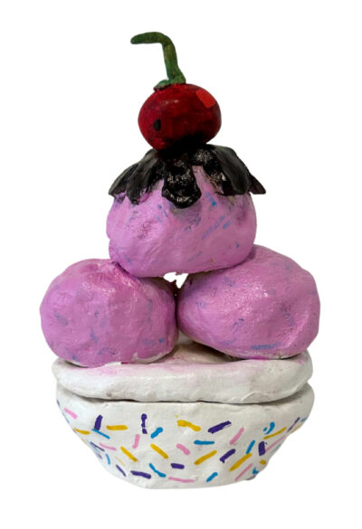 Clay and acrylic paint by Nisa Arslan, Year 4, Penleigh and Essendon Grammar School Student ceramic artwork of an ice cream sundae