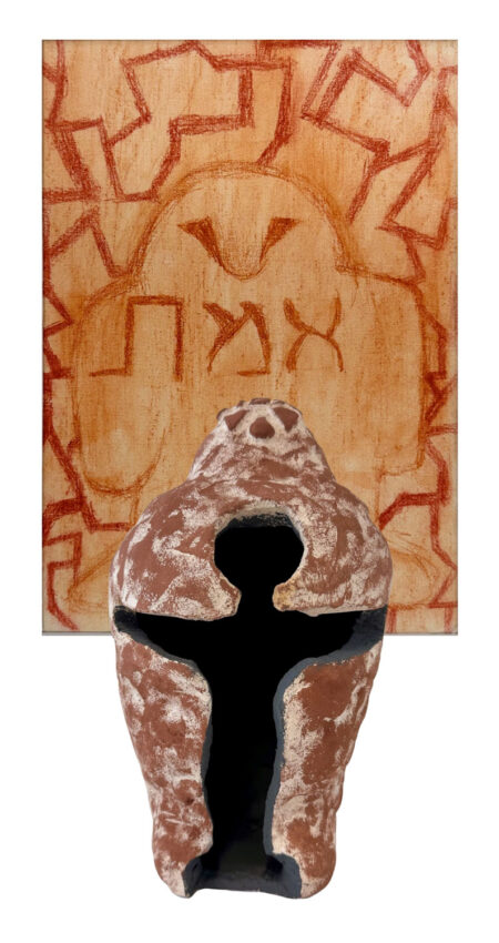 Conte crayon on paper and ceramic urn with oxide by Rowan Szmulewicz, Year 11, St Michael’s Grammar School Student artwork