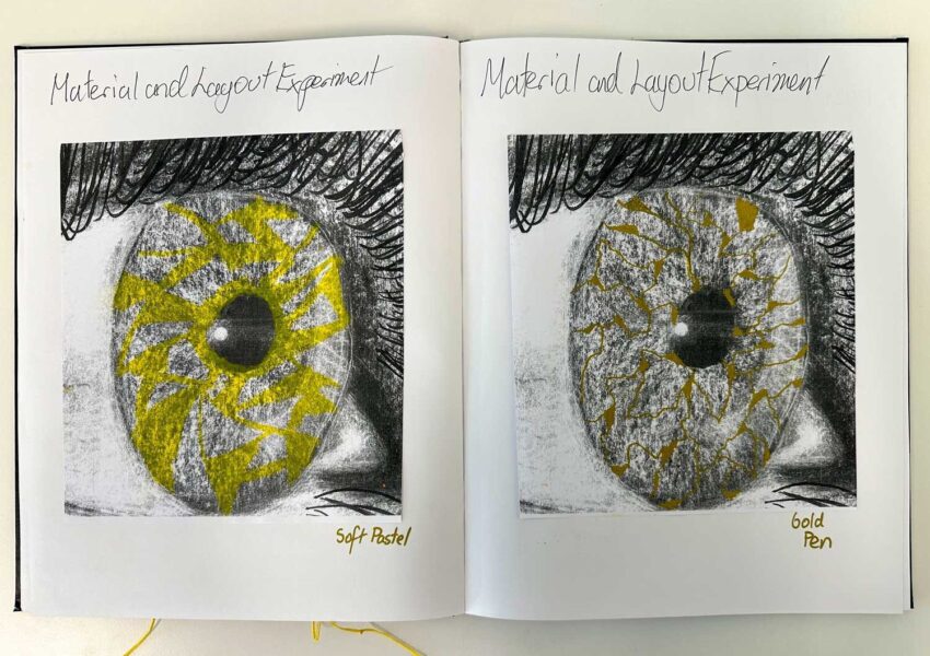 Pastel and ink on black paper by Nurfarzana Ezrie, Year 10, Lowther Hall Anglican Grammar School