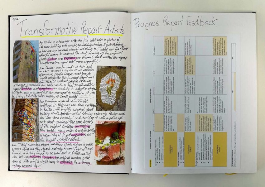 Pastel and ink on black paper by Nurfarzana Ezrie, Year 10, Lowther Hall Anglican Grammar School