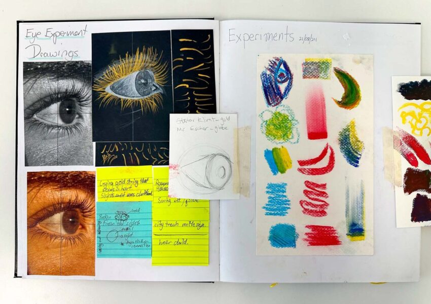 Pastel and ink on black paper by Nurfarzana Ezrie, Year 10, Lowther Hall Anglican Grammar School