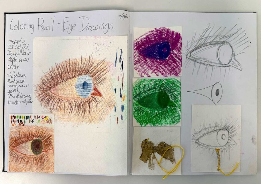 Pastel and ink on black paper by Nurfarzana Ezrie, Year 10, Lowther Hall Anglican Grammar School