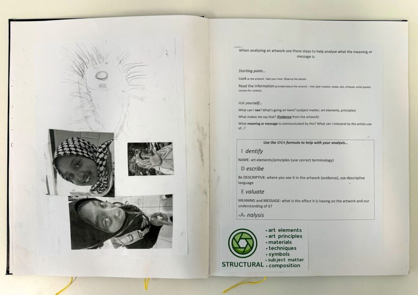 Pastel and ink on black paper by Nurfarzana Ezrie, Year 10, Lowther Hall Anglican Grammar School