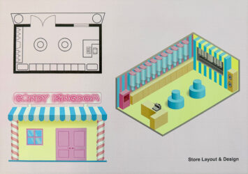 Digital print by Ananya Maram, Year 11, Alphington Grammar Student artwork digital illustration of a store layout and design