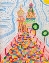 Drawing by Alex Ward, Year 9, Alphington Grammar Student artwork inspired by Hundertwasser