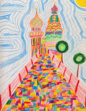 Drawing by Alex Ward, Year 9, Alphington Grammar Student artwork inspired by Hundertwasser