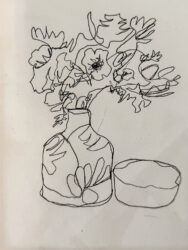 Student artwork of a vase with flowers