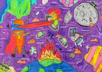 Student artwork of an anime cosmic clash