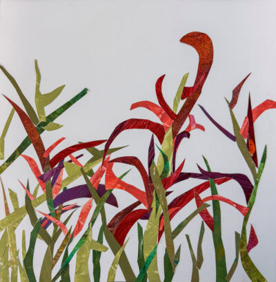 Monoprint and cut paper by Sarah Plover, Year 6, Lowther Hall Anglican Grammar School Student artwork of kangaroo paw