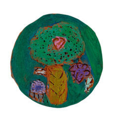 Terracotta clay, pastel and watercolour by Sarah Cheah, Year 1, Melbourne Montessori College Student artwork of a ceramic tree