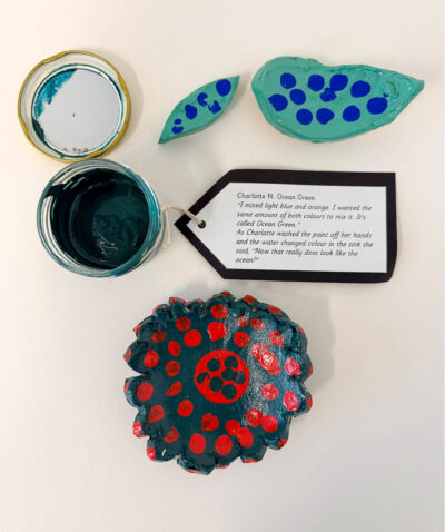 Colour Mixing Pot with Ceramic Shapes by Charlotte Nixon, Prep, Lowther Hall Anglican Grammar School Student artwork of colour mixing and ceramics