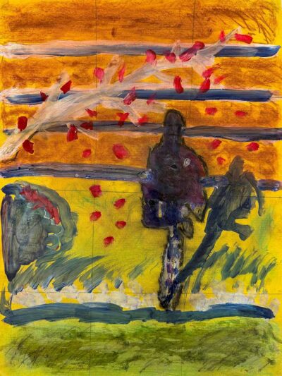 Student artwork of a figure running
