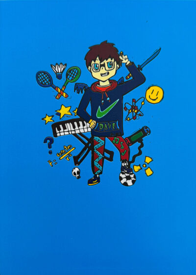 Student artwork digital illustration of an avatar with keyboard