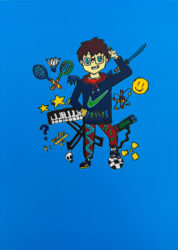 Student artwork digital illustration of an avatar with keyboard