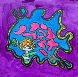 Acrylic paint and markers by Annie Jin and Poppy Sheldon, Year 6, Strathcona Girls Grammar School