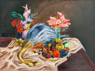 Acrylic paint on canvas by Rose Huang, Year 10, Hume Anglican Grammar Student artwork of a still life