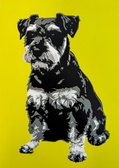 Student artwork digital illustration of a terrier